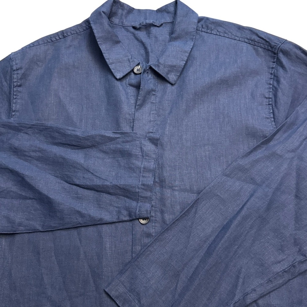 Quince Mens 100% Linen Chore Jacket XXL Navy Blue Button Front Pockets - Picture 7 of 9